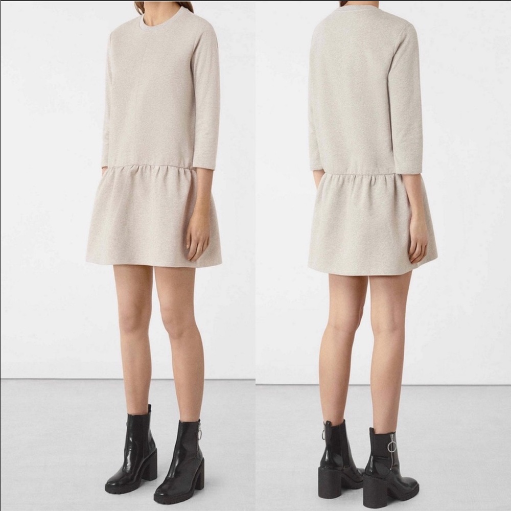 All Saints Grey Textured Dress